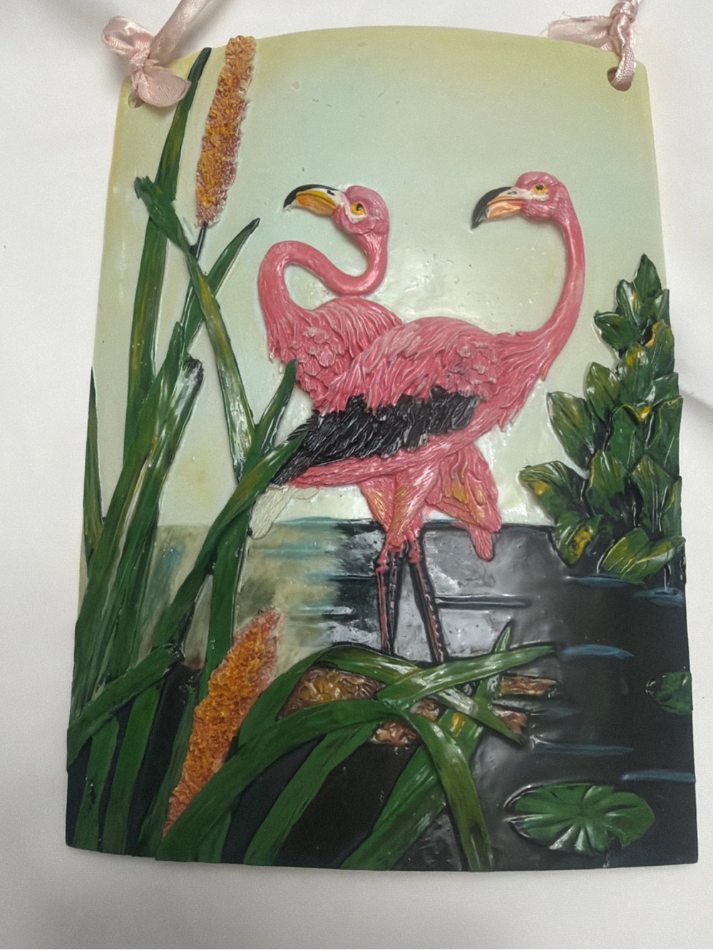 Pretty Pair of Pink Flamingos  7 x 5”